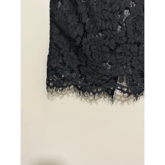 WHBH Black Floral Lace Overlay Lined Pencil Skirt Size 2 - Picture 3 of 9